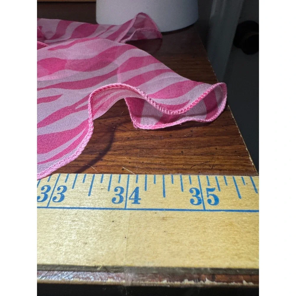 Pink Zebra Stripe Silk Blend Asymmetrical Skinny Scarf Coquette Y2K Indie Sleaze